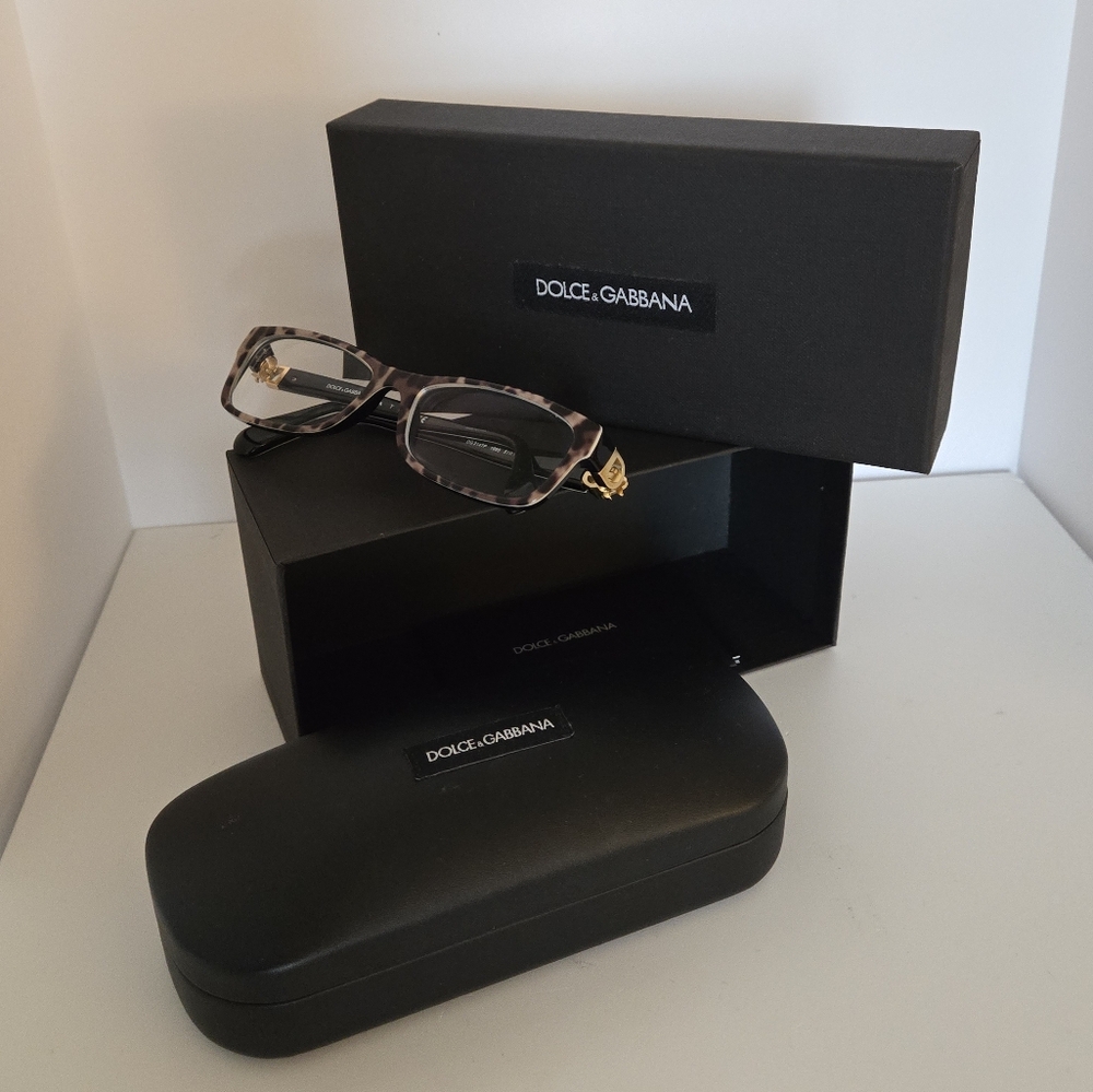 Dolce & Gabbana Leopard Print Eyewear with Black Case, Box and Authencity Card